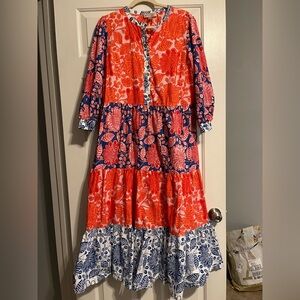 Philosophy Bold Orange and Blue Dress | Staple Dress | 100% Cotton